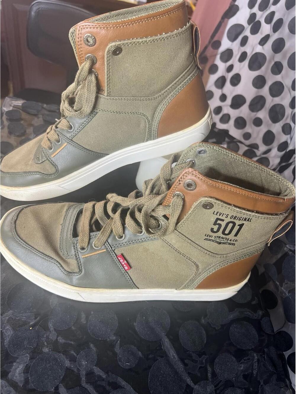 Men's Levis Mason HI 501 Core Green Canvas Sneakers - 517677-26E - Size: 10